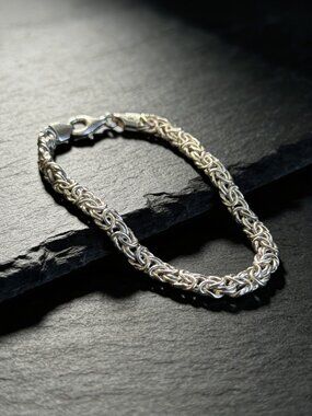 Sterling Silver Italy Thick Bracelet~ 7.5 inches long